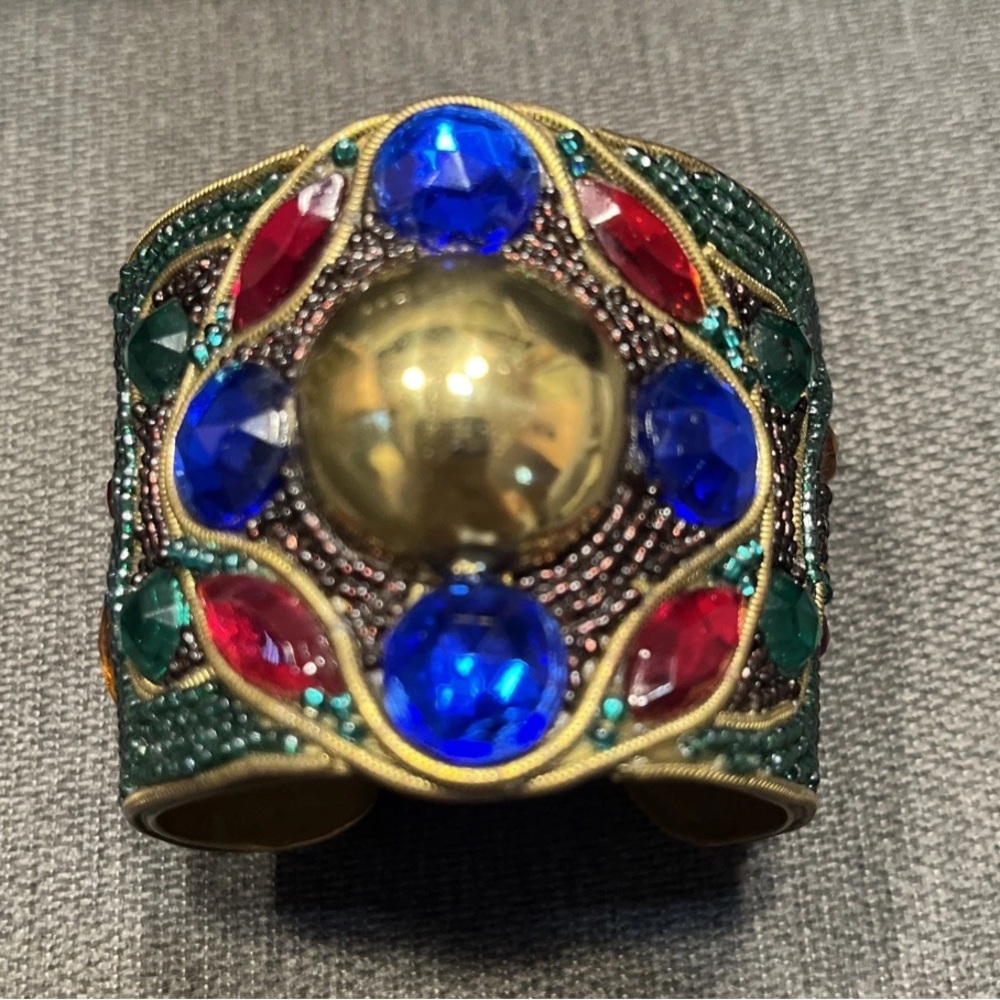 Vintage Rare Bracelet 1986 Signed Hansen Designs Cuff Bracelet Brass Colorful M